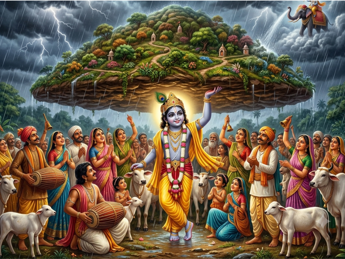 Govardhan — the hill Krishna lifted on one finger