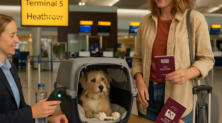 pet check at airport in UK