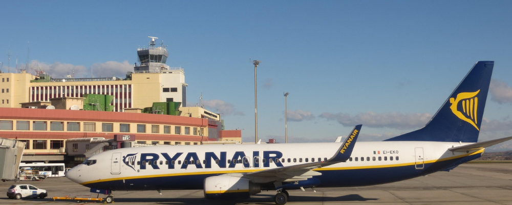 Ryan air plane on ground