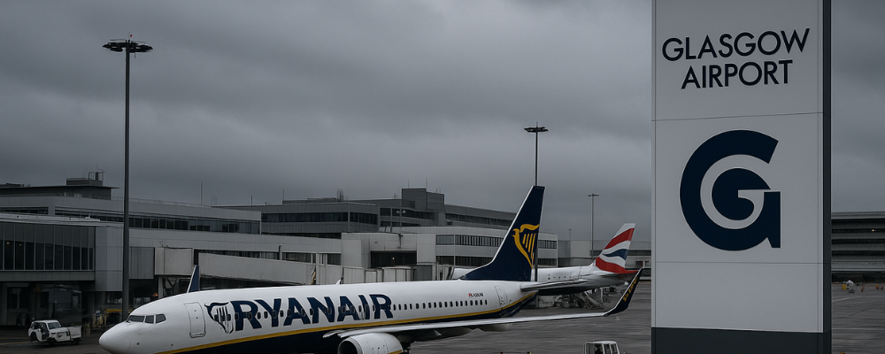 Ryan air plane at Glasgow Airport