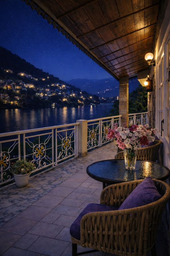 luxury lake view hotel with swimming pool on bhimtal lake