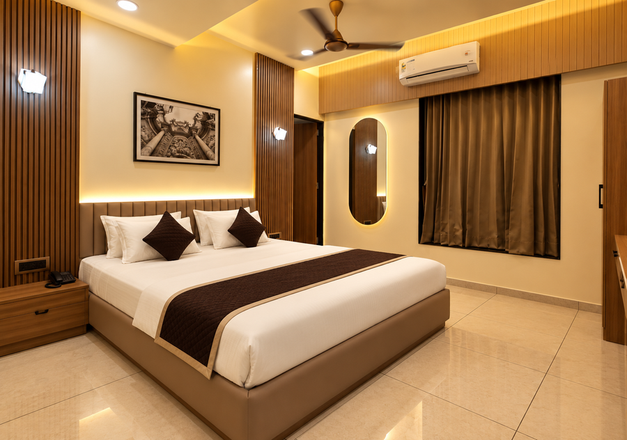 Hotel 9 Square,⁠9 Square Building, 3Rd Floor, Beside Synergy Hospital 150 Feet Ring Road, Ayodhya Chowk, Rajkot, Gujarat 360006,3 star