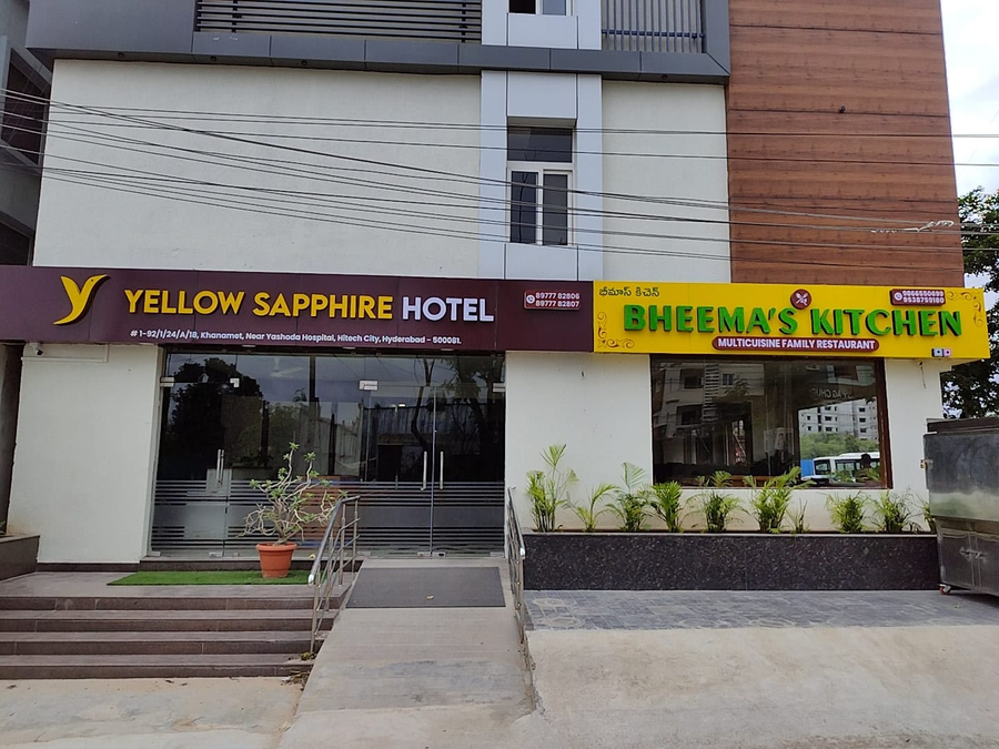 Yellow Sapphire Hotel Hitech City,1-92/1/24/A/18, Near Yashoda Hospital, Hitechcity, Khanammet, Madhapur, Hyderabad, Telangana 500081,3 star