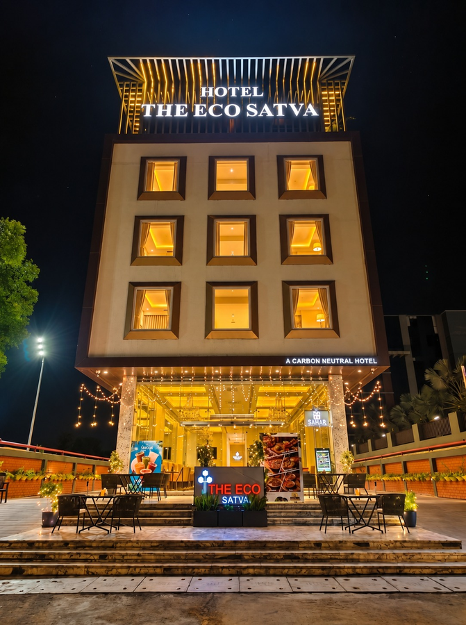 the eco satva kota with a resto bar and dance floor